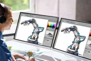 universidades de diseño gráfico en estados unidos: hombre diseñanando en un computador